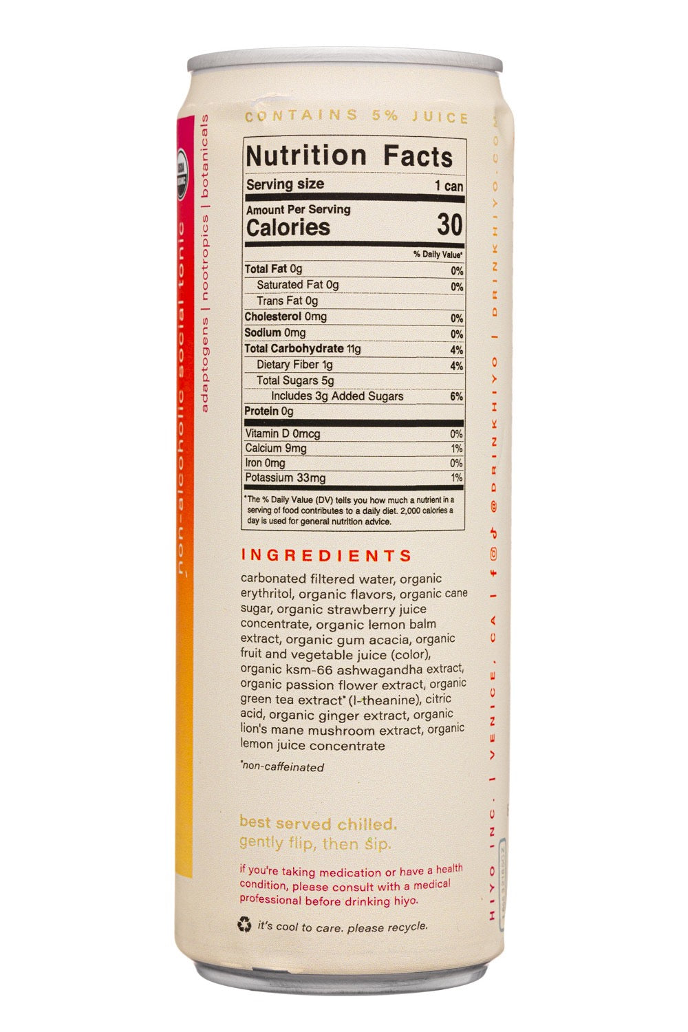 4-Pack Hiyo Strawberry Guava Organic Social Tonic