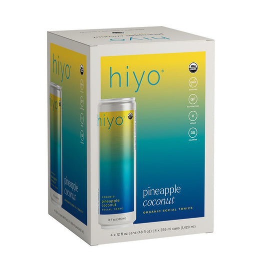 4-Pack Hiyo Pineapple Coconut Organic Social Tonic