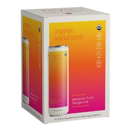 4-Pack Hiyo Passion Fruit Tangerine Organic Social Tonic